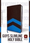 NLT Guys Slimline Bible Blue Chevron Edition