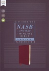 NASB Large Print Thinline Bible, Red Letter, Burgundy bonded leather